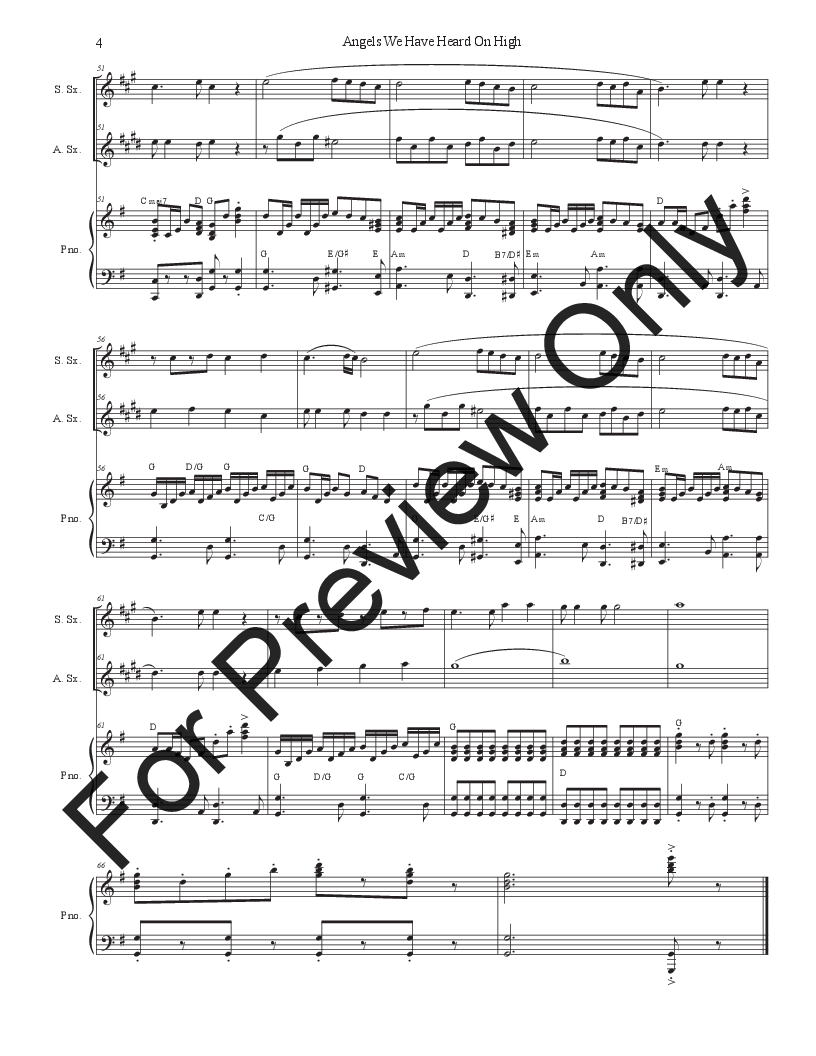 Angels We Have Heard On High (Duet for Soprano and Alto Saxophone) P.O.D.