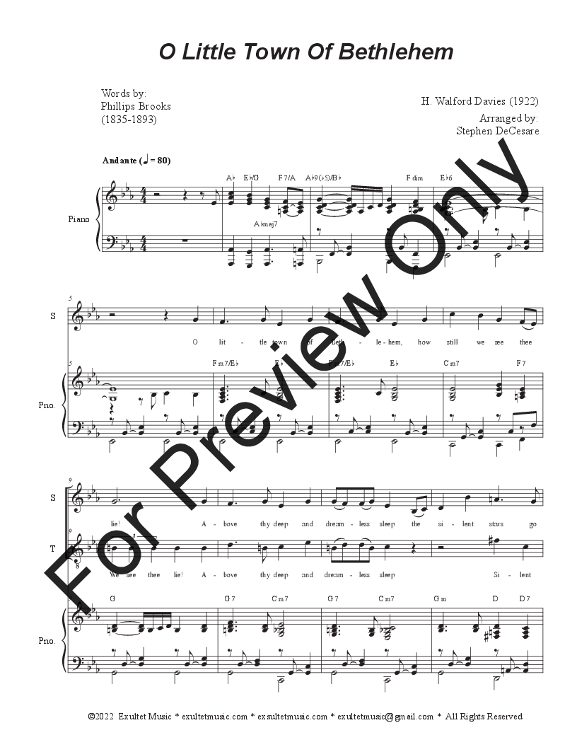 O Little Town Of Bethlehem (Duet for Soprano and Tenor solo) P.O.D.