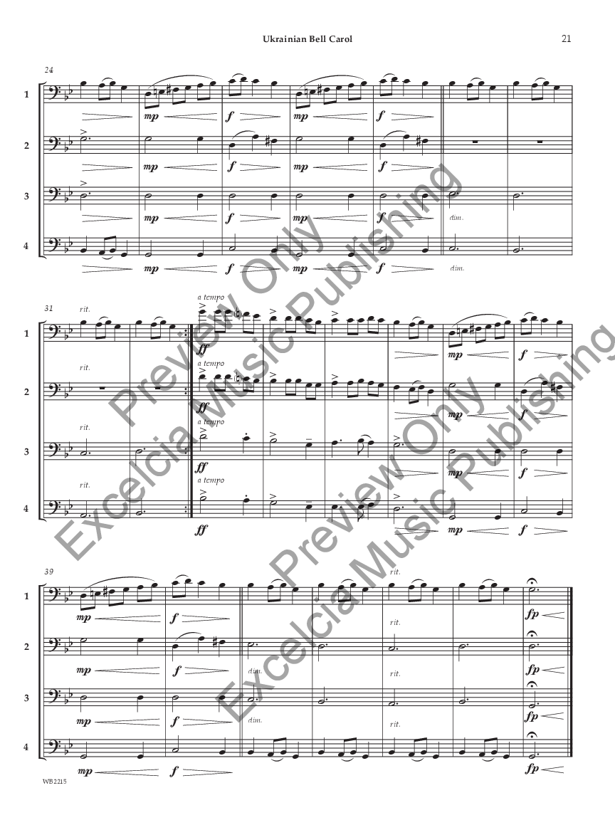 Adaptable Quartets for Christmas Trombone/ Baritone B.C./ Bassoon