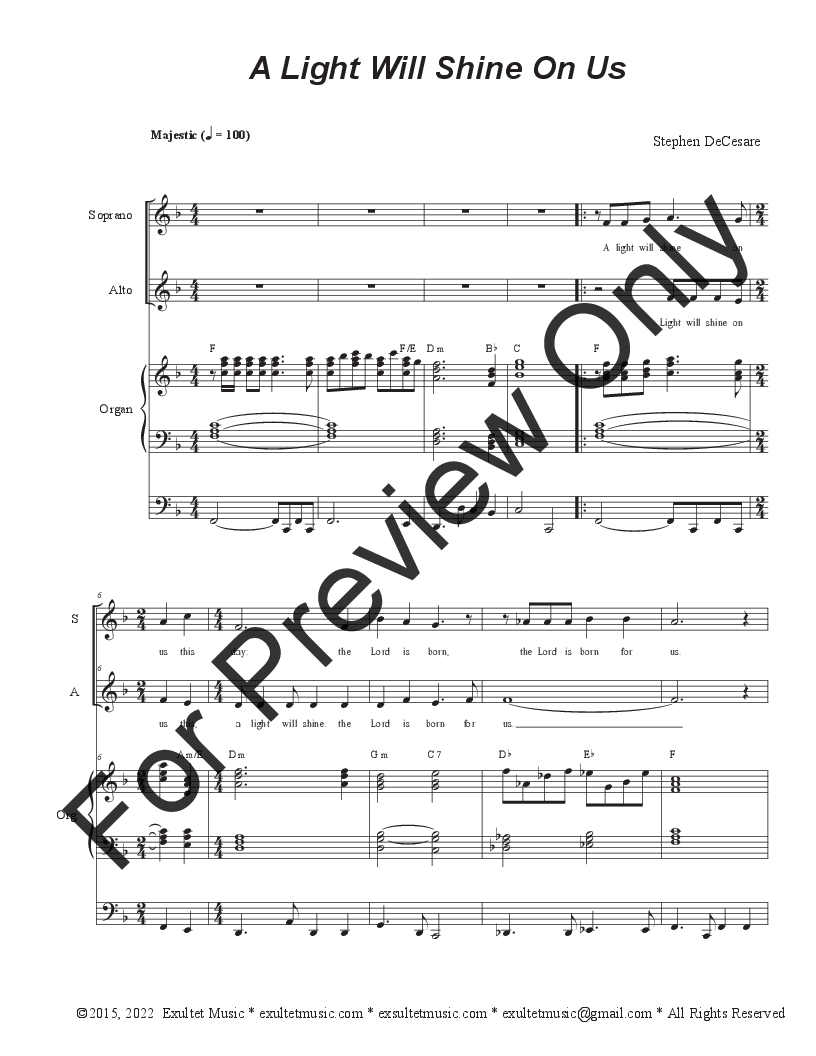 A Light Will Shine On Us (Duet for Soprano and Alto solo) P.O.D.