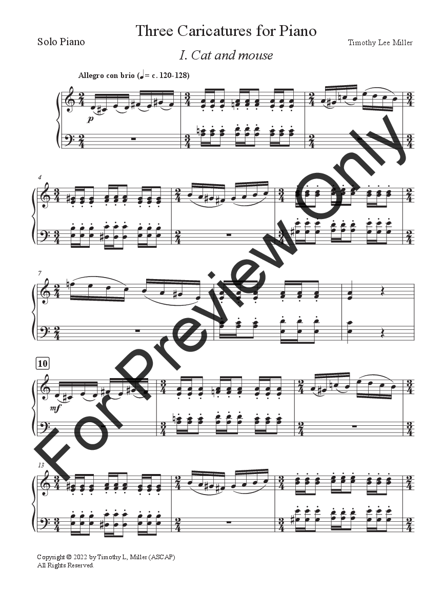 Three Caricatures for Piano P.O.D.