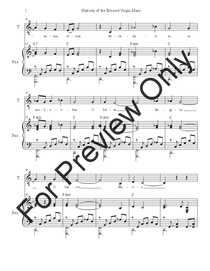 Nativity of the Blessed Virgin Mary (Ave Maria) (2-part choir - (Soprano
  and Tenor) (Easy choir version) P.O.D.