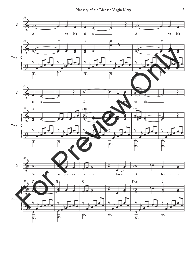 Nativity of the Blessed Virgin Mary (Ave Maria) (2-part choir - (Soprano
  and Tenor) (Easy choir version) P.O.D.