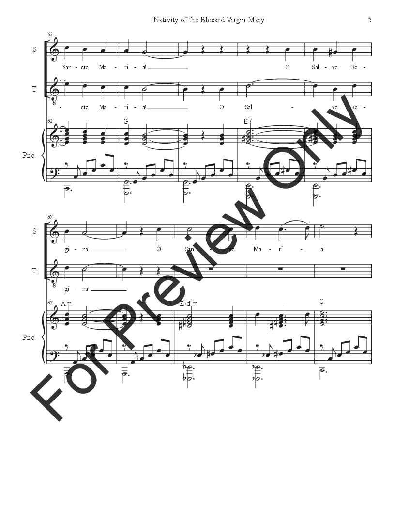 Nativity of the Blessed Virgin Mary (Ave Maria) (2-part choir - (Soprano
  and Tenor) (Easy choir version) P.O.D.