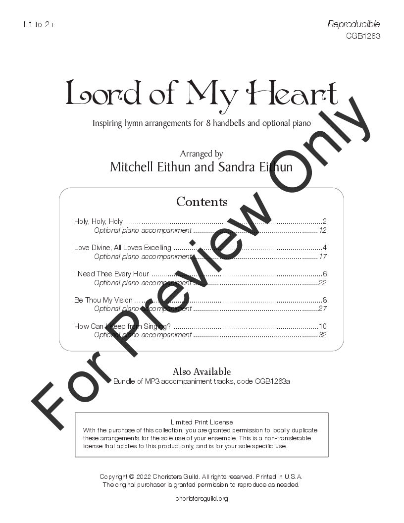 Lord Of My Heart 2 Octaves Reproducible Pack