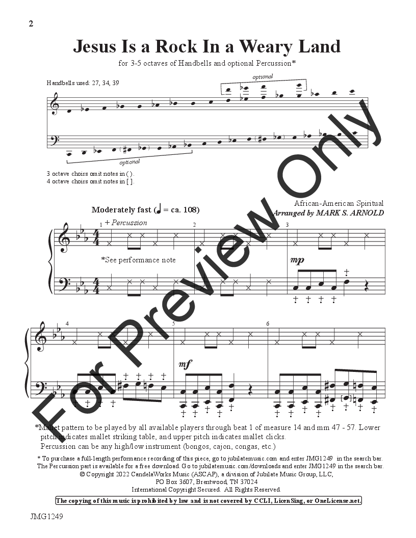 Jesus Is A Rock In A Weary Land 3-5 Octaves