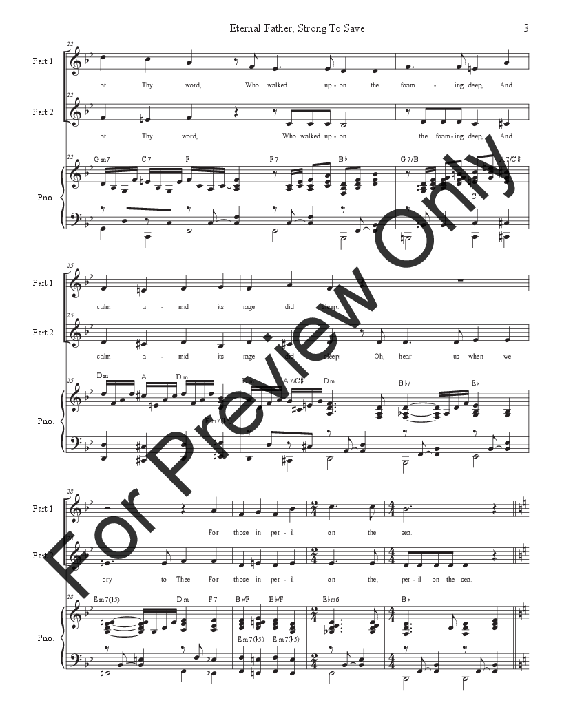 Eternal Father, Strong To Save (The Navy Hymn) (2-part choir) P.O.D.