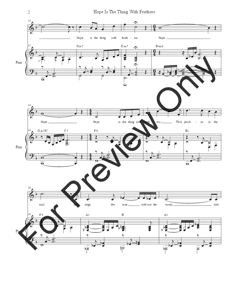 Hope Is The Thing With Feathers (Vocal solo - Medium Key) P.O.D.