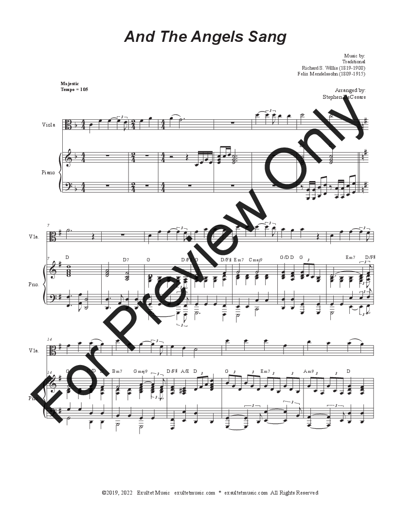 And The Angels Sang (Viola solo and Piano) P.O.D.