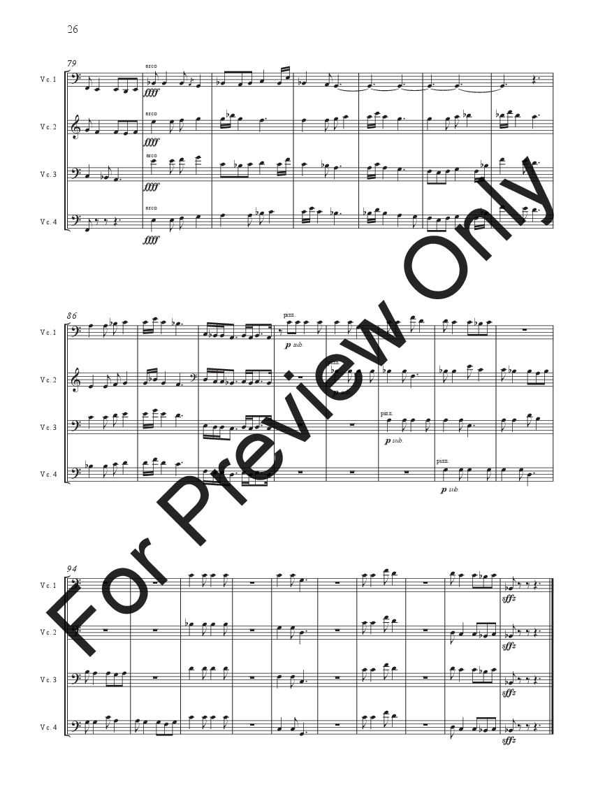 Six Melodies for Cello Quartet P.O.D.