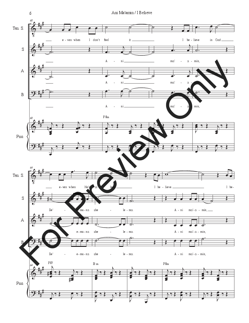 Ani Ma'amin (I Believe) (Tenor solo with SAB) P.O.D.
