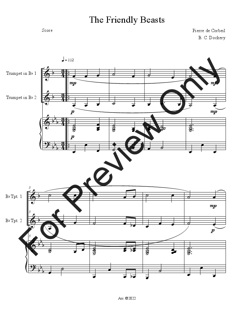 10 Christmas Duets for 2 Trumpets with Piano Accompaniment (Vol. 5) P.O.D.