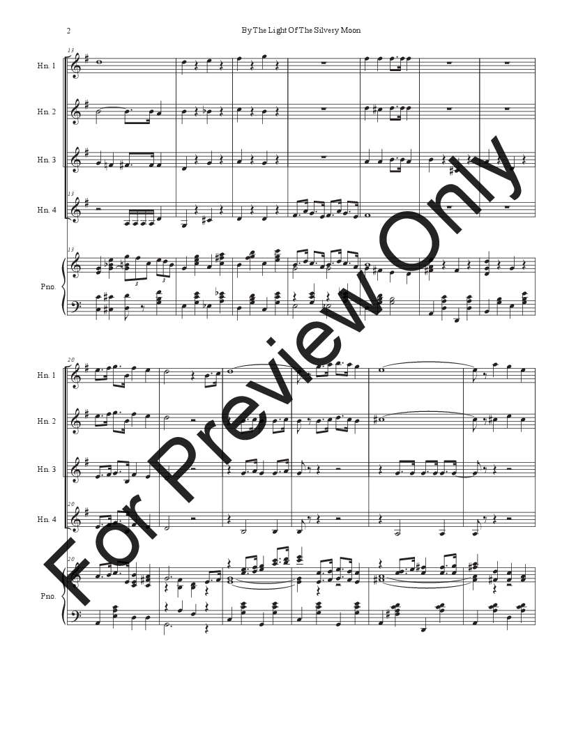 By The Light Of The Silvery Moon (French Horn Quartet and Piano) P.O.D.