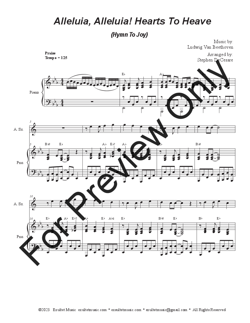 Alleluia, Alleluia! Hearts To Heaven (Alto Saxophone and Piano) P.O.D.