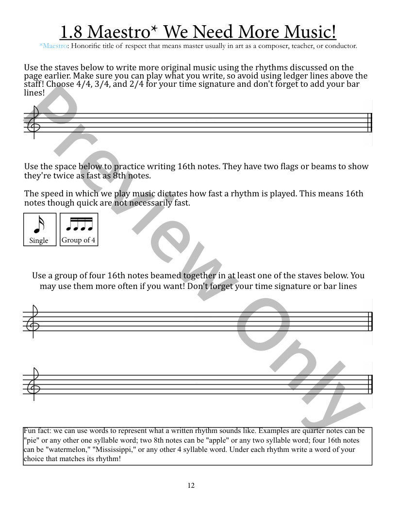 Let's Toot Theory Workbook 1 P.O.D.