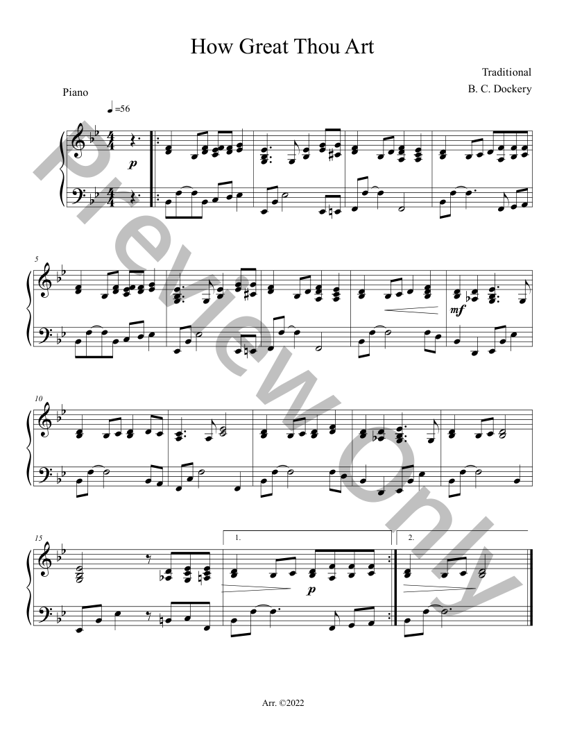 How Great Thou Art – Piano Sheet Music (PDF) –