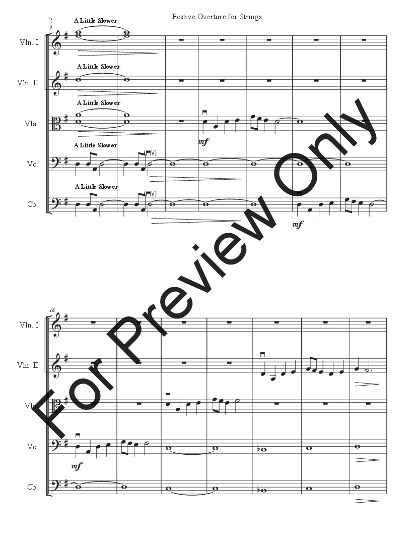 Festive Overture For Strings P.O.D.