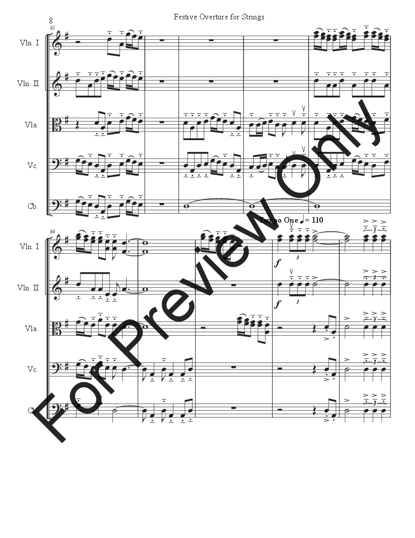 Festive Overture For Strings P.O.D.