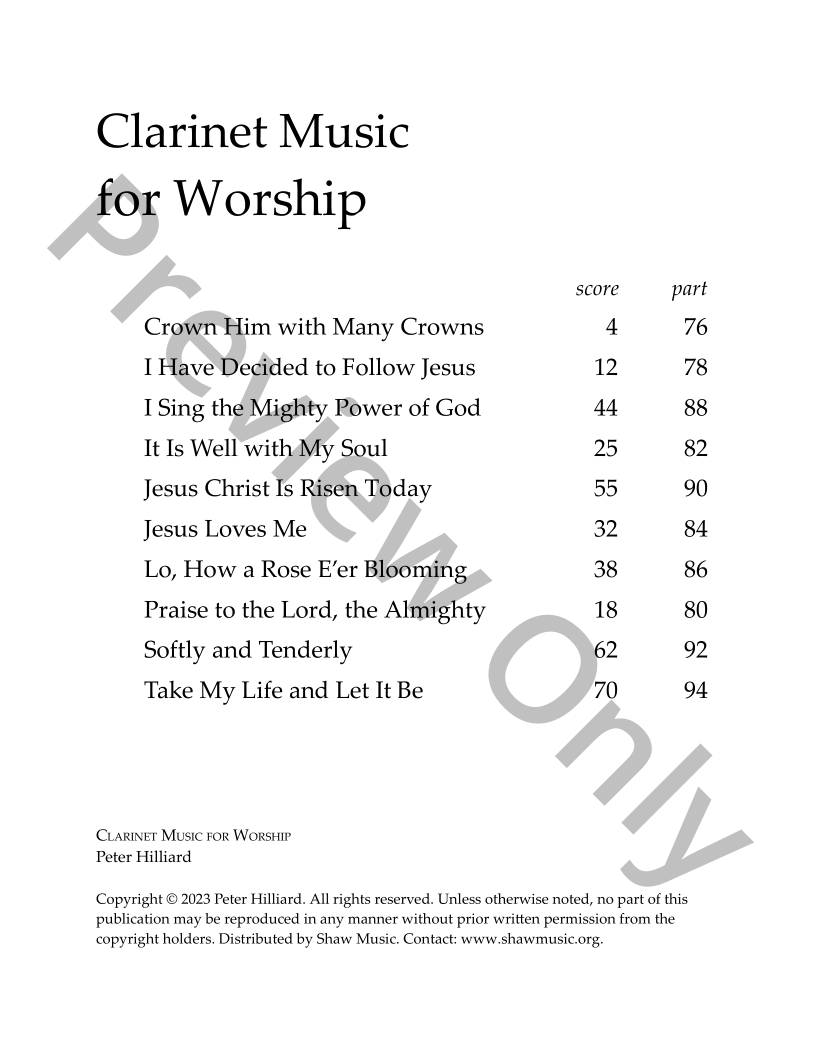 Clarinet Music for Worship P.O.D.