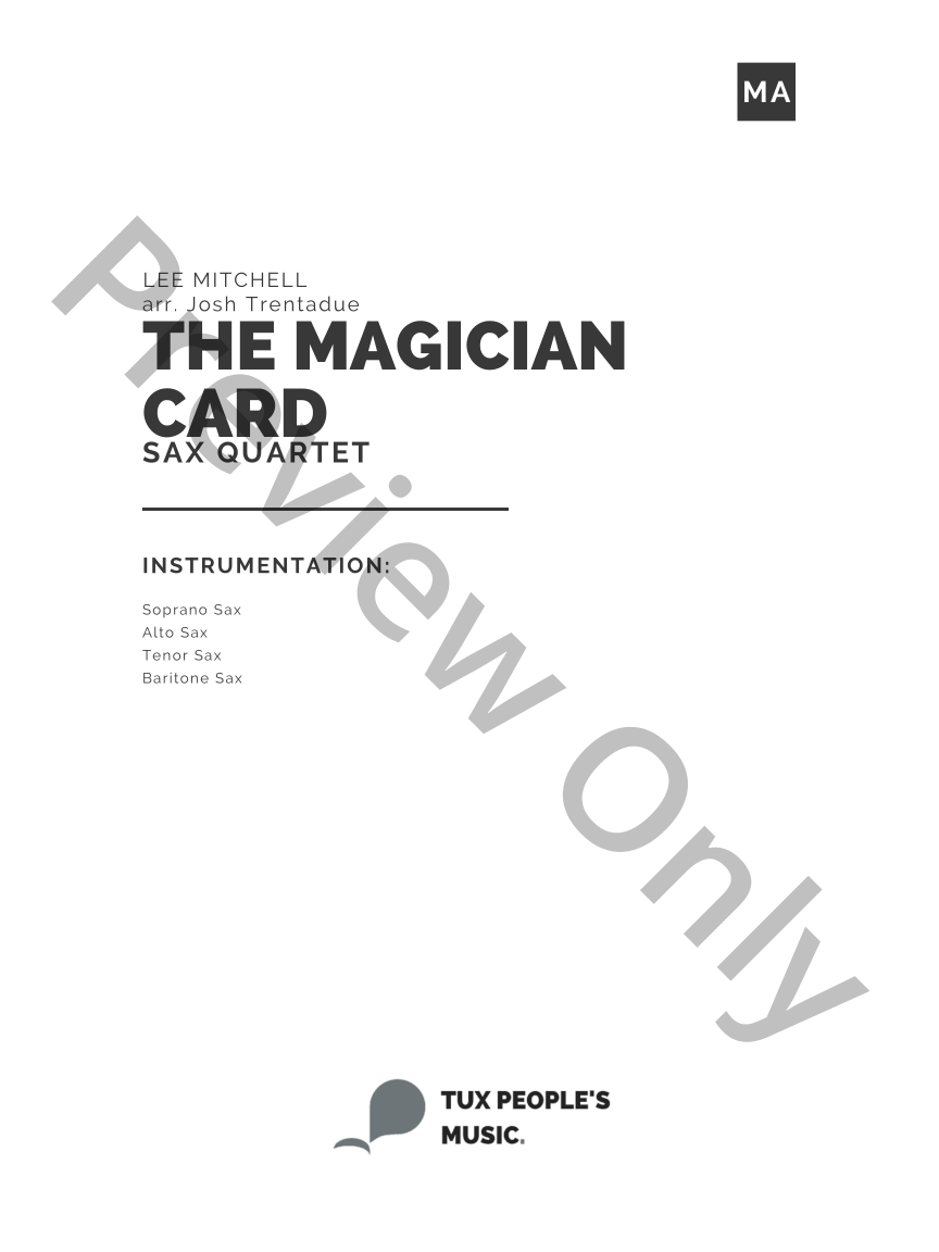 The Magician Card for Saxophone Quartet