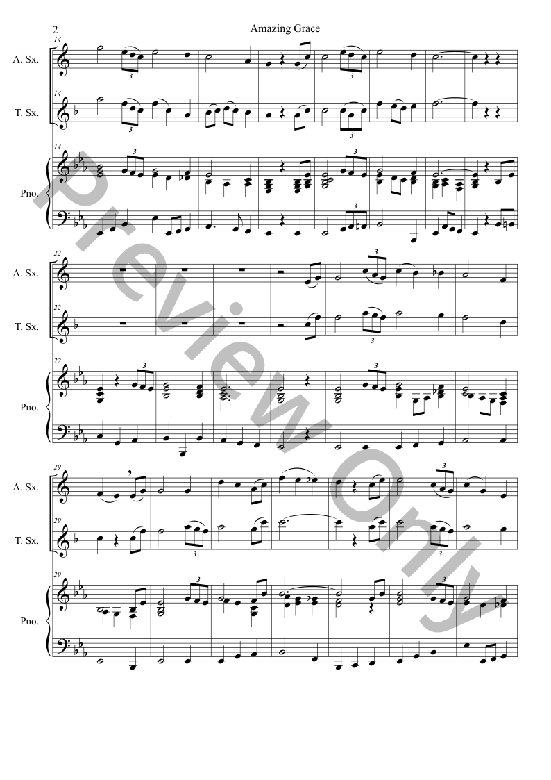 Amazing Grace - Alto Saxophone with Piano accompaniment P.O.D