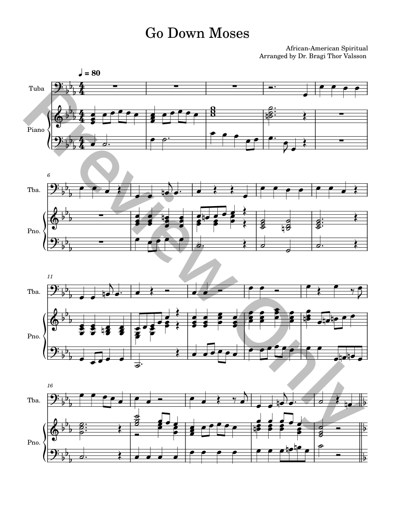Go Down Moses - Tuba with Piano accompaniment P.O.D