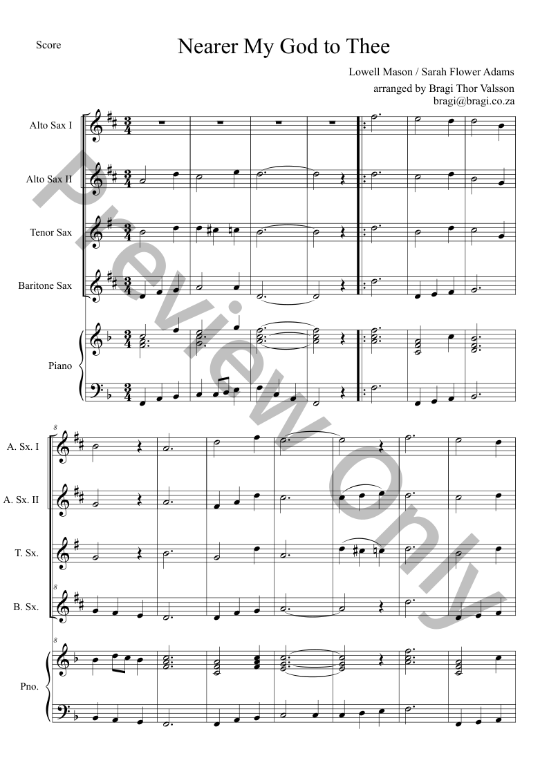 Five Sacred Songs - Saxophone Quartet with optional Piano Accompaniment P.O.D