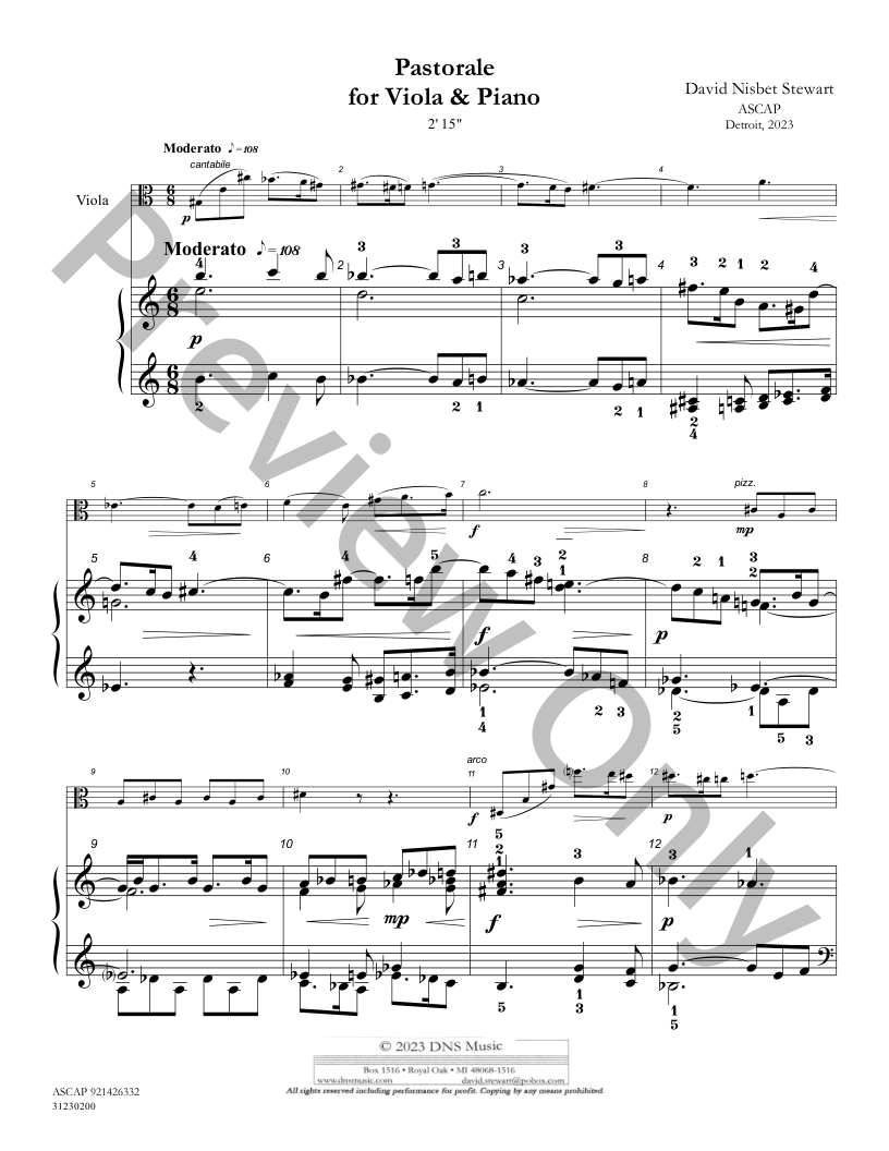 Pastorale for Viola & Piano P.O.D