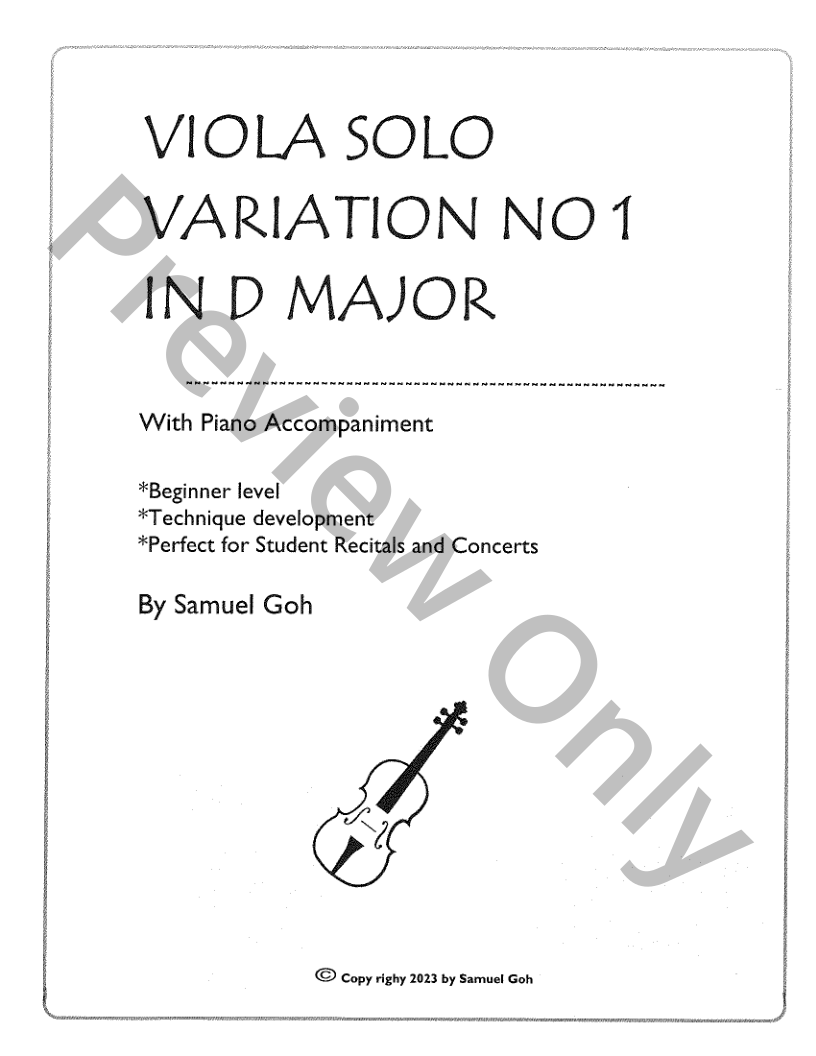 Variation No 1 in D Major for Viola  P.O.D