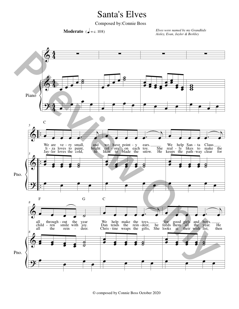 Christmas Originals SATB, piano and optional instruments composed by Connie Boss P.O.D