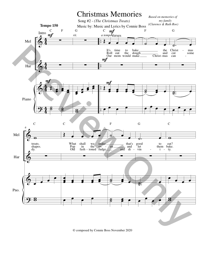 Christmas Originals SATB, piano and optional instruments composed by Connie Boss P.O.D