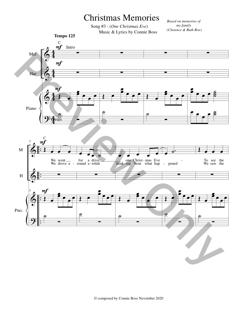 Christmas Originals SATB, piano and optional instruments composed by Connie Boss P.O.D