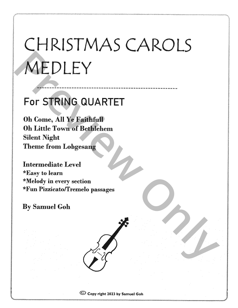 Christmas Carols Medley for String Quartet P.O.D