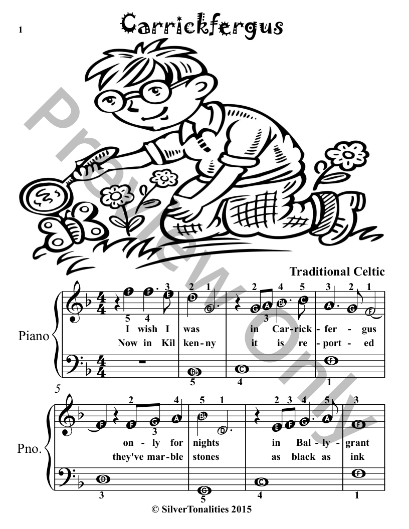 Carrickfergus Traditional Irish Folk Song for Easy Piano P.O.D