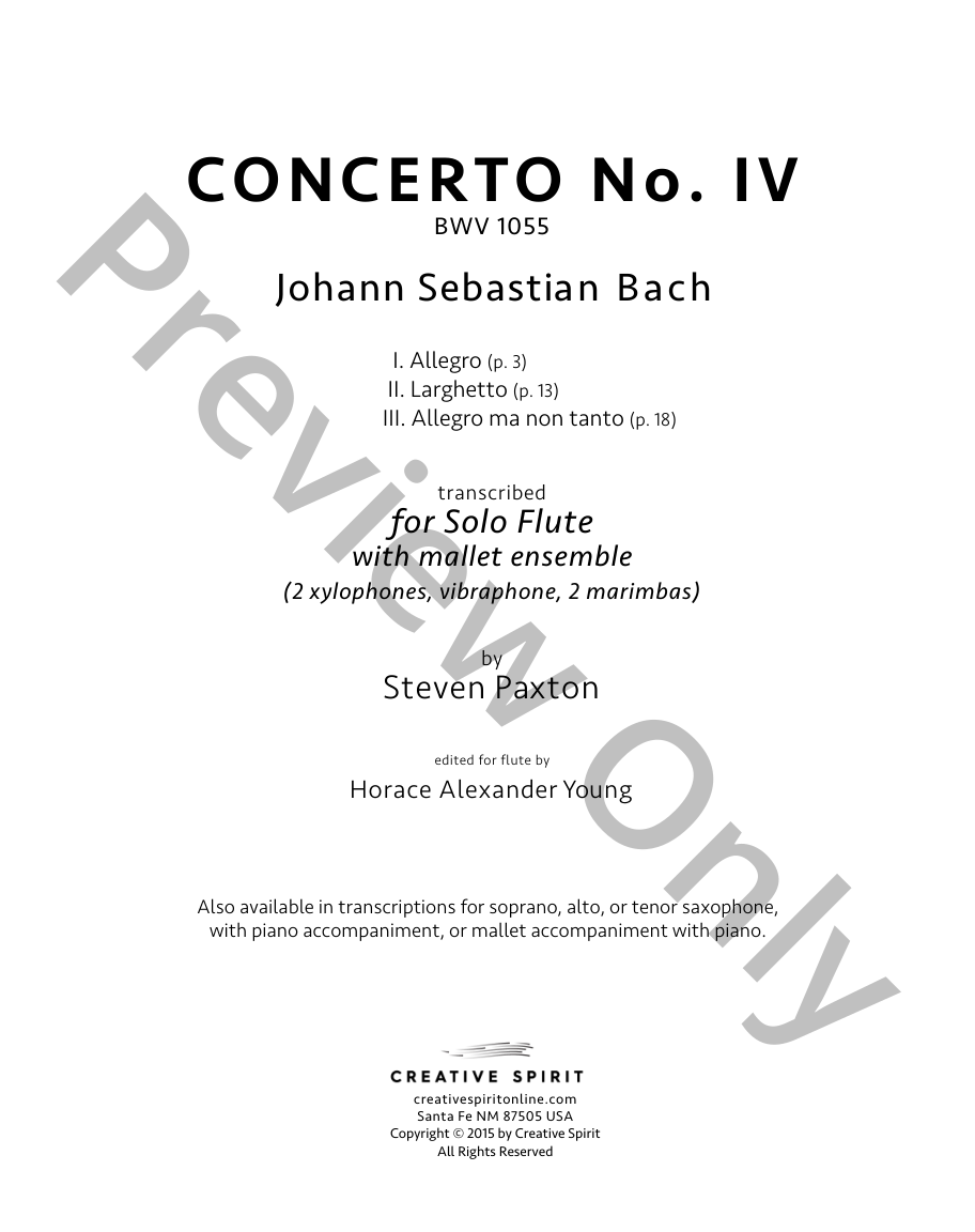 CONCERTO IV BWV 1055 P.O.D