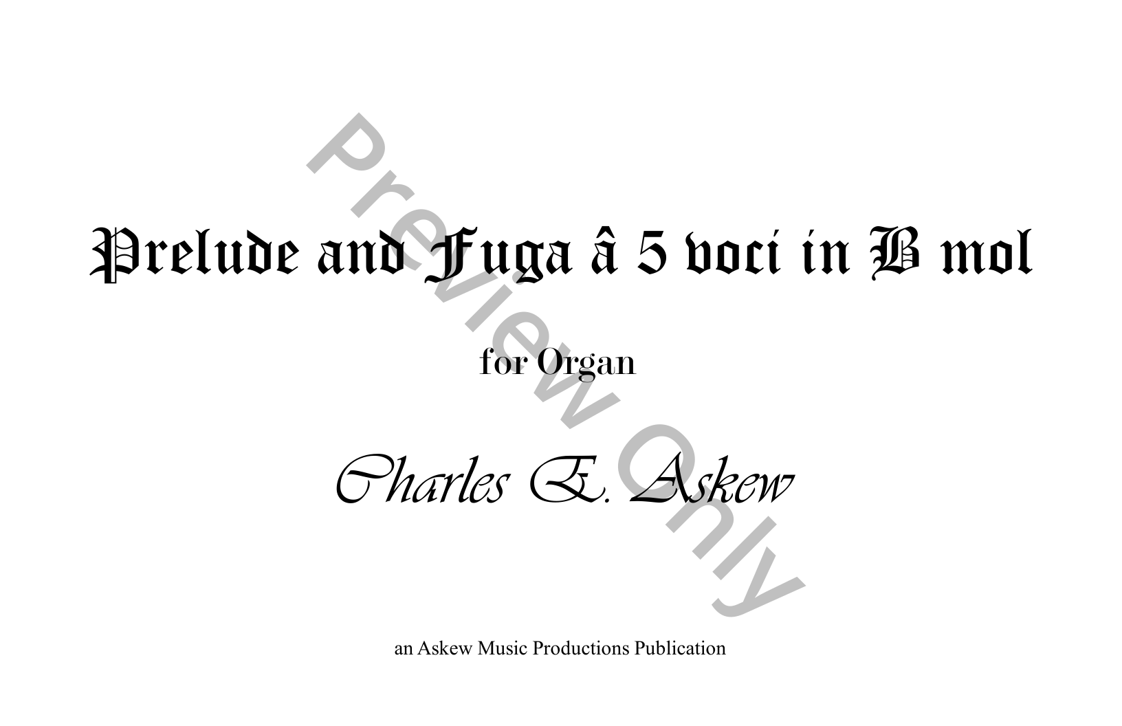 Prelude and Fuga a 5 voci in B mol P.O.D