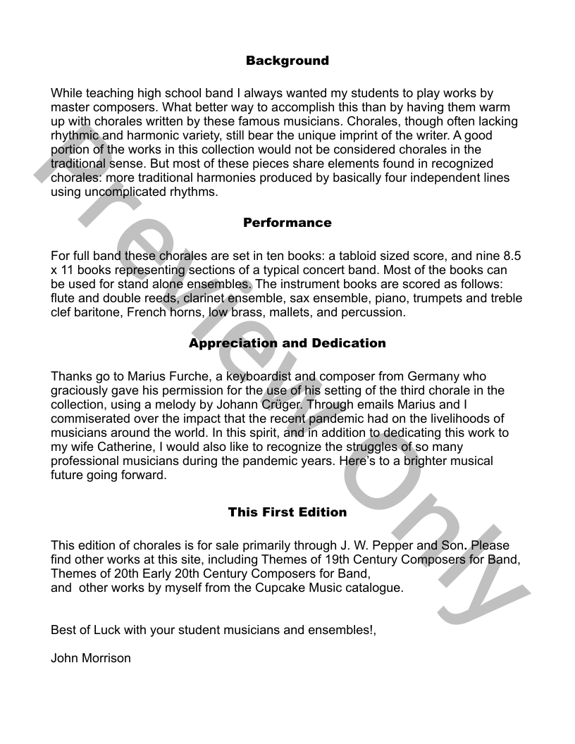 Chorales of Composers For Band P.O.D