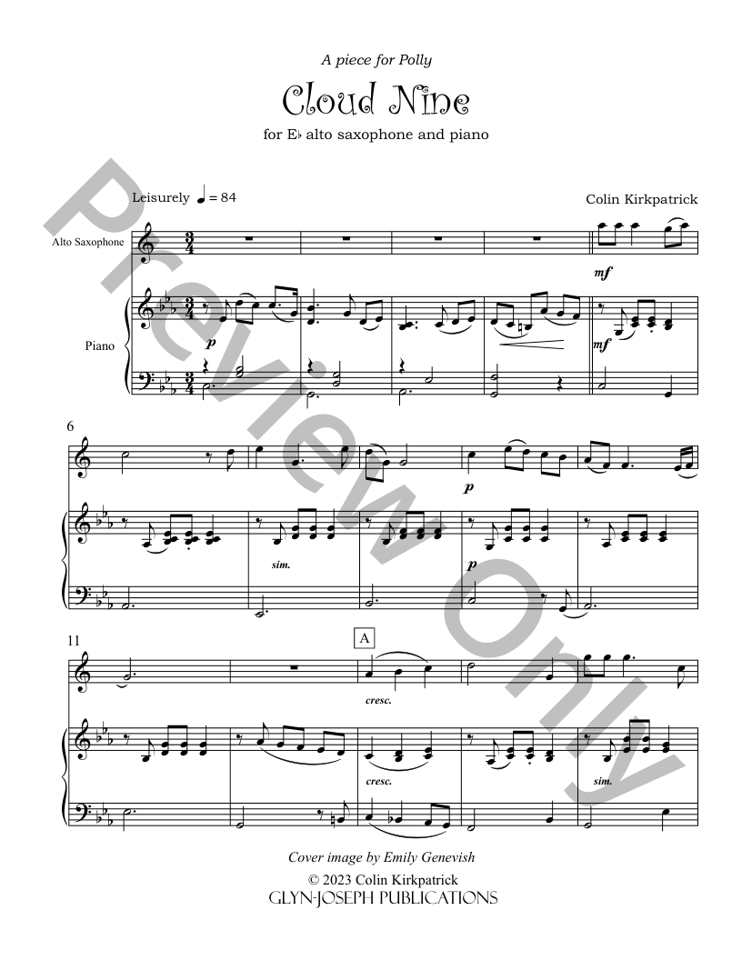 Cloud Nine (for alto sax and piano)  P.O.D