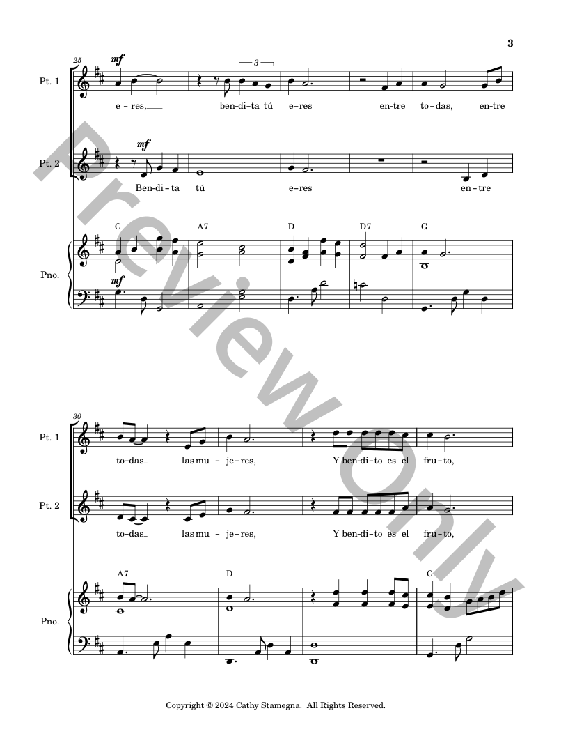 Dios Te Salve, Maria (2-Part Choir)   P.O.D