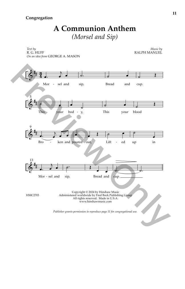 The Communion Anthem (Morsel and Sip) Large Print Edition P.O.D.