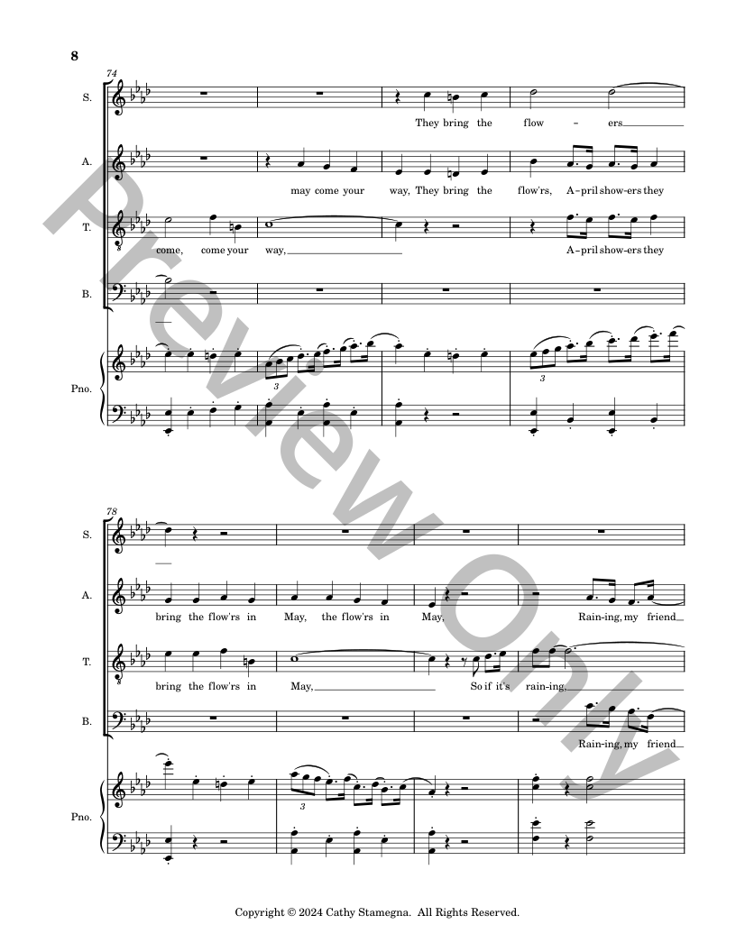 April Showers (SATB Choir, Piano Accompaniment) P.O.D