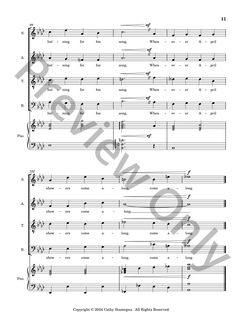 April Showers (SATB Choir, Piano Accompaniment) P.O.D