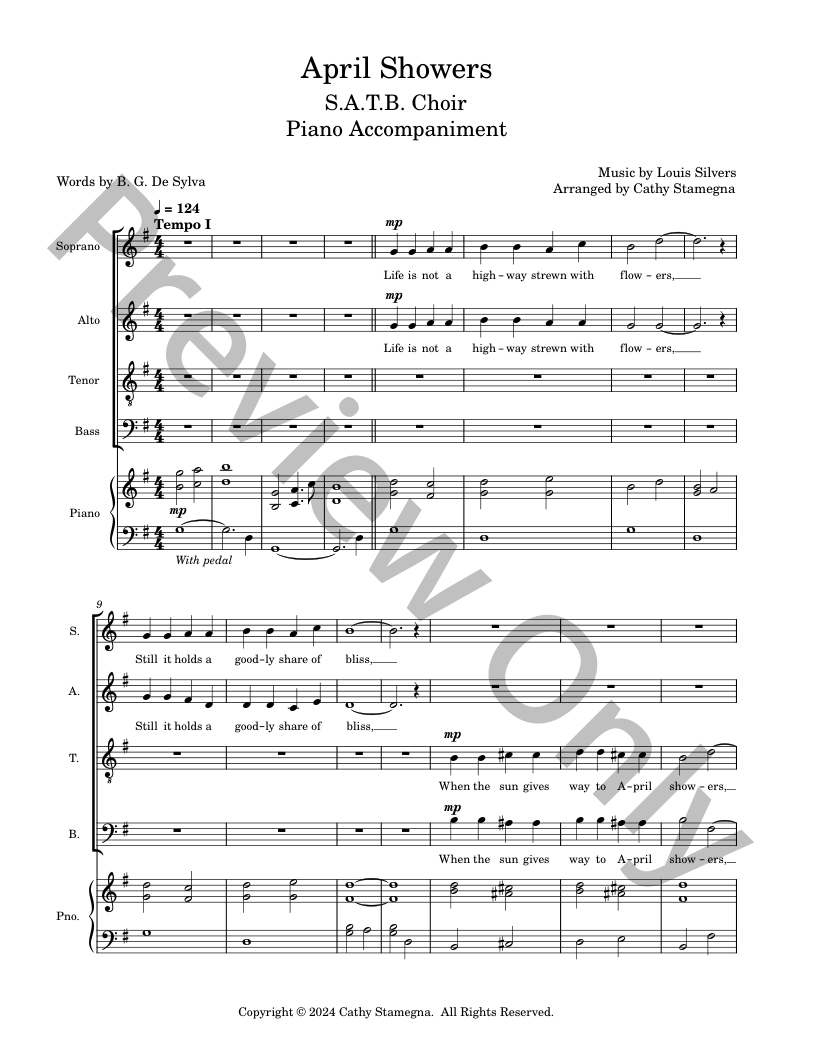 April Showers (SATB Choir, Piano Accompaniment) P.O.D