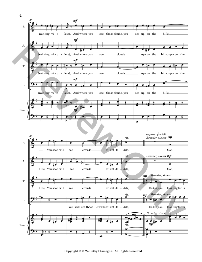 April Showers (SATB Choir, Piano Accompaniment) P.O.D