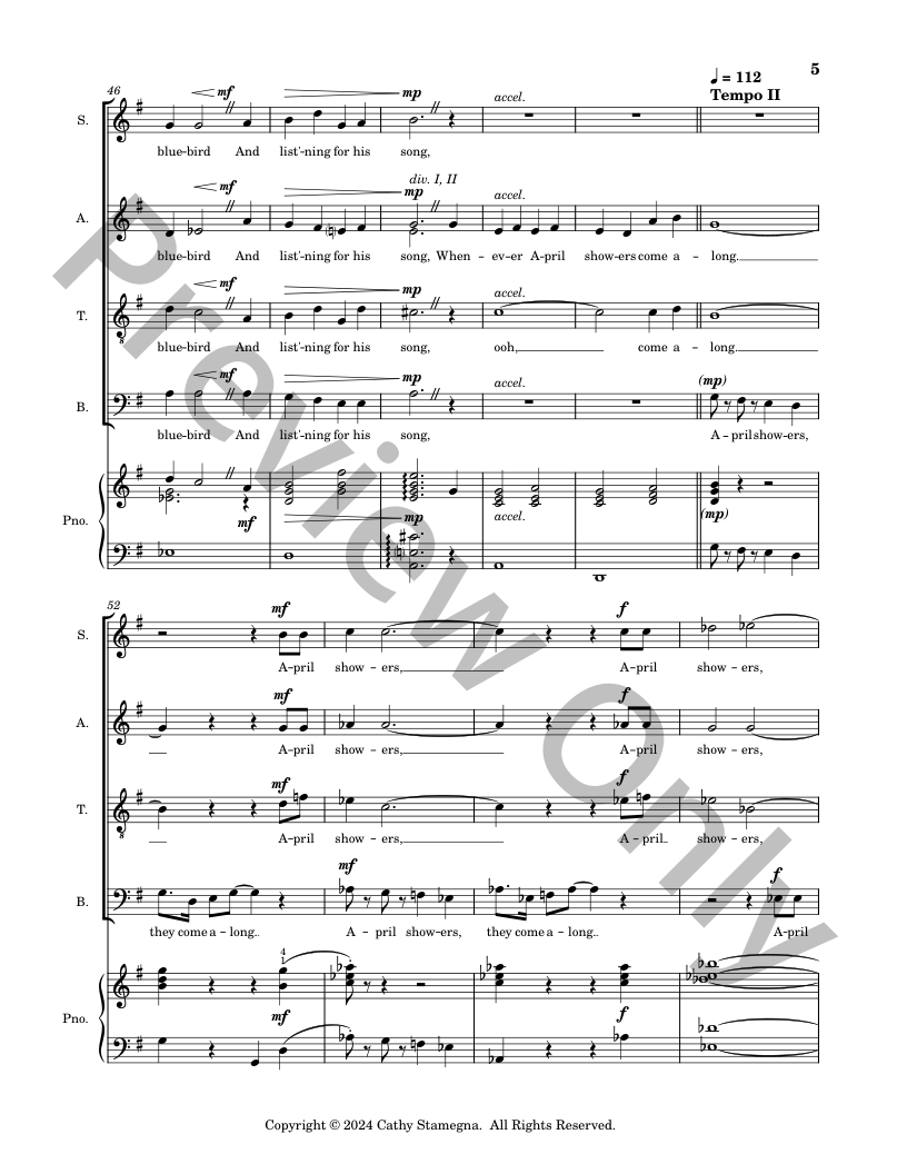 April Showers (SATB Choir, Piano Accompaniment) P.O.D