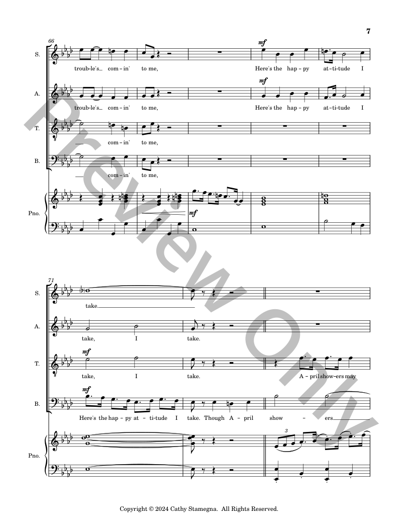 April Showers (SATB Choir, Piano Accompaniment) P.O.D