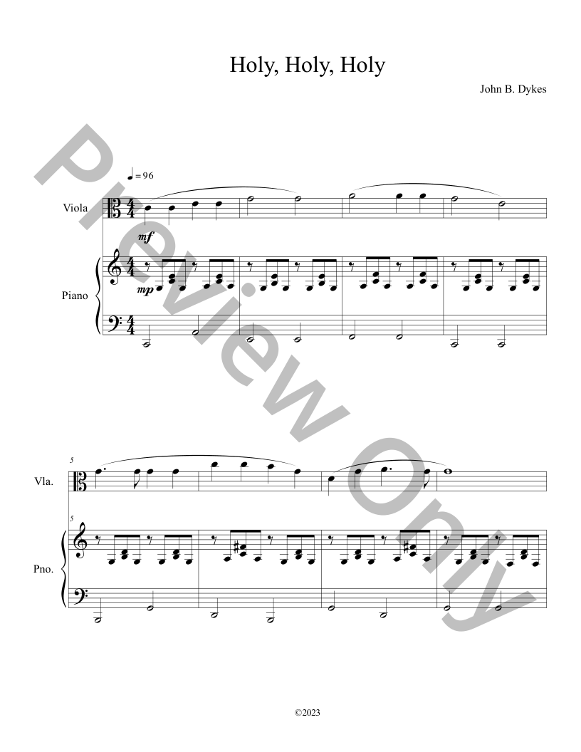  Holy, Holy, Holy (Viola Solo with Piano Accompaniment) P.O.D