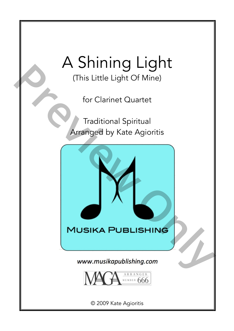 A Shining Light (This Little Light of Mine) - Jazz Arrangement for Clarinet Quartet P.O.D