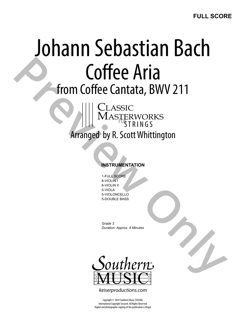 Coffee Aria from Coffee Cantata, BWV 211