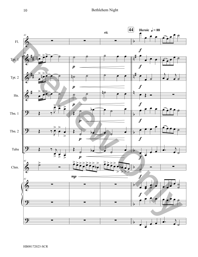 Bethlehem Night Brass Sextet, Flute, Chimes, and Organ